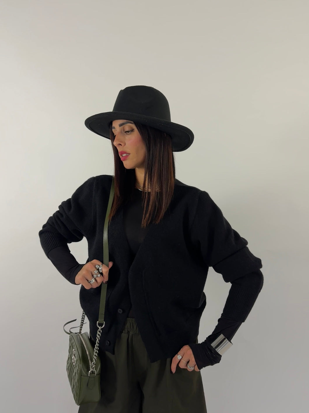 CARDIGAN BOTTON DOWN NERO