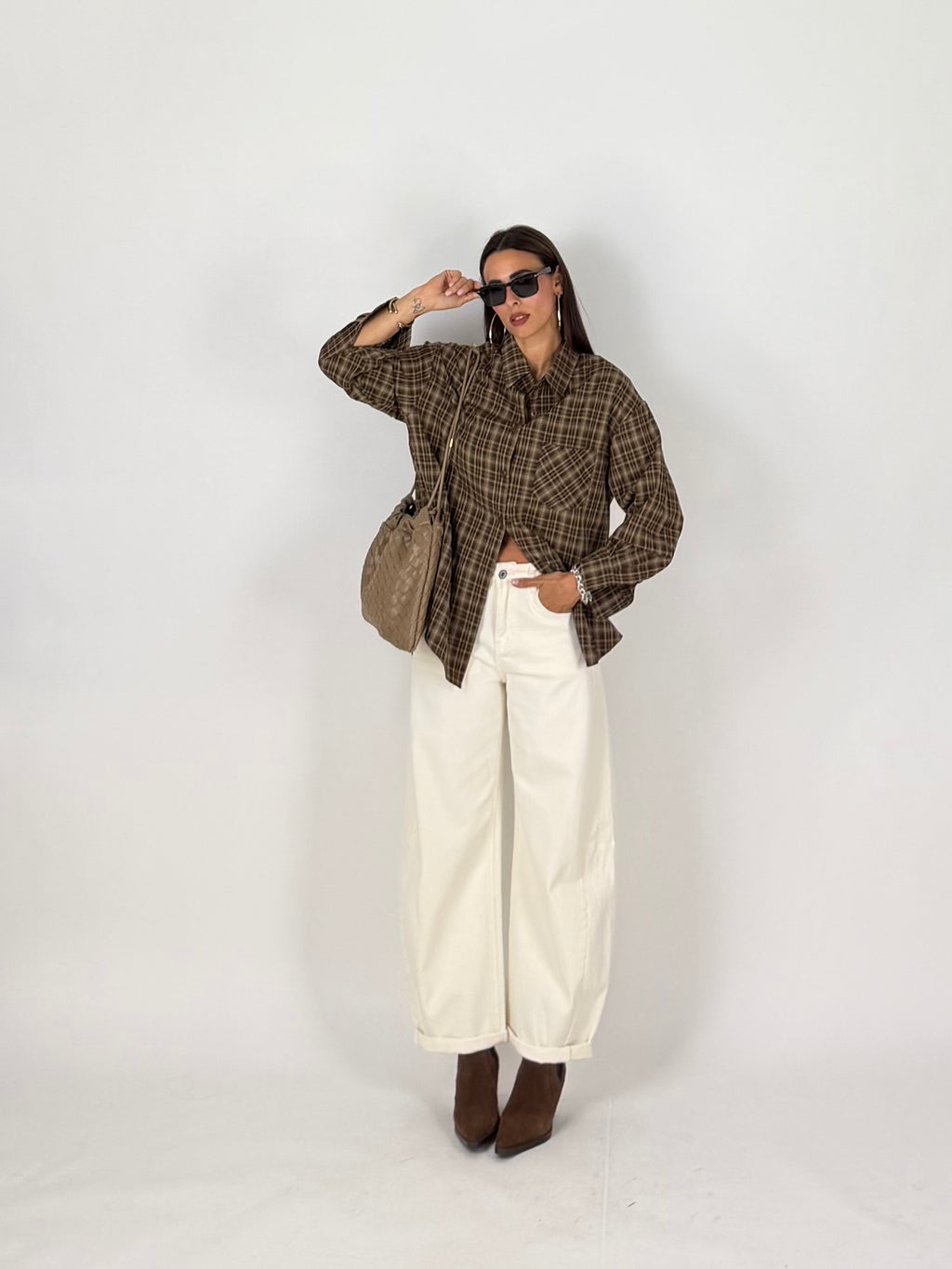 CAMICIA CHECK MARRONE