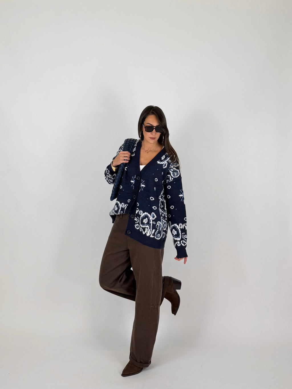 CARDIGAN BANDANA BLU