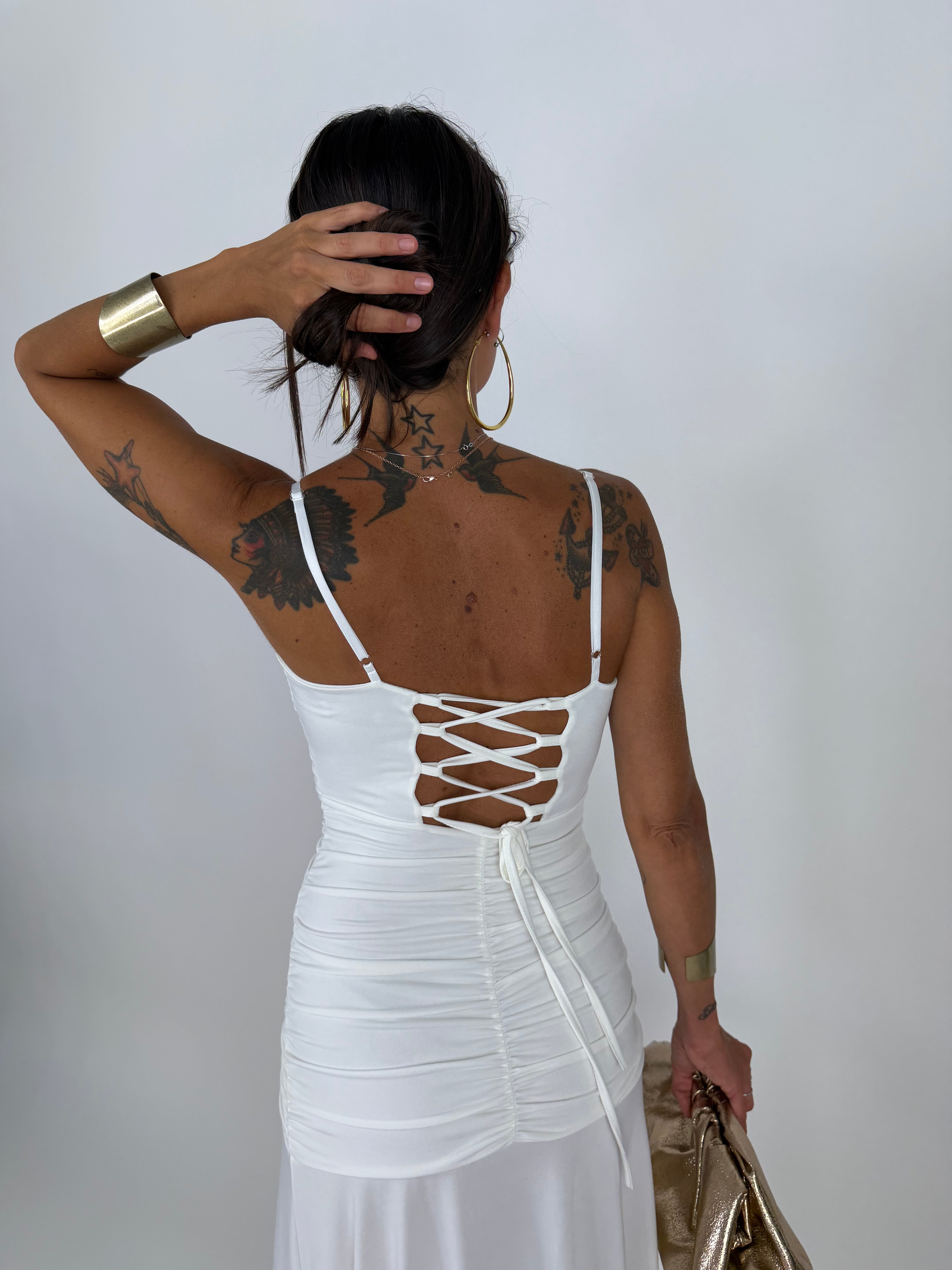 LONG DRESS DRAPE BIANCO