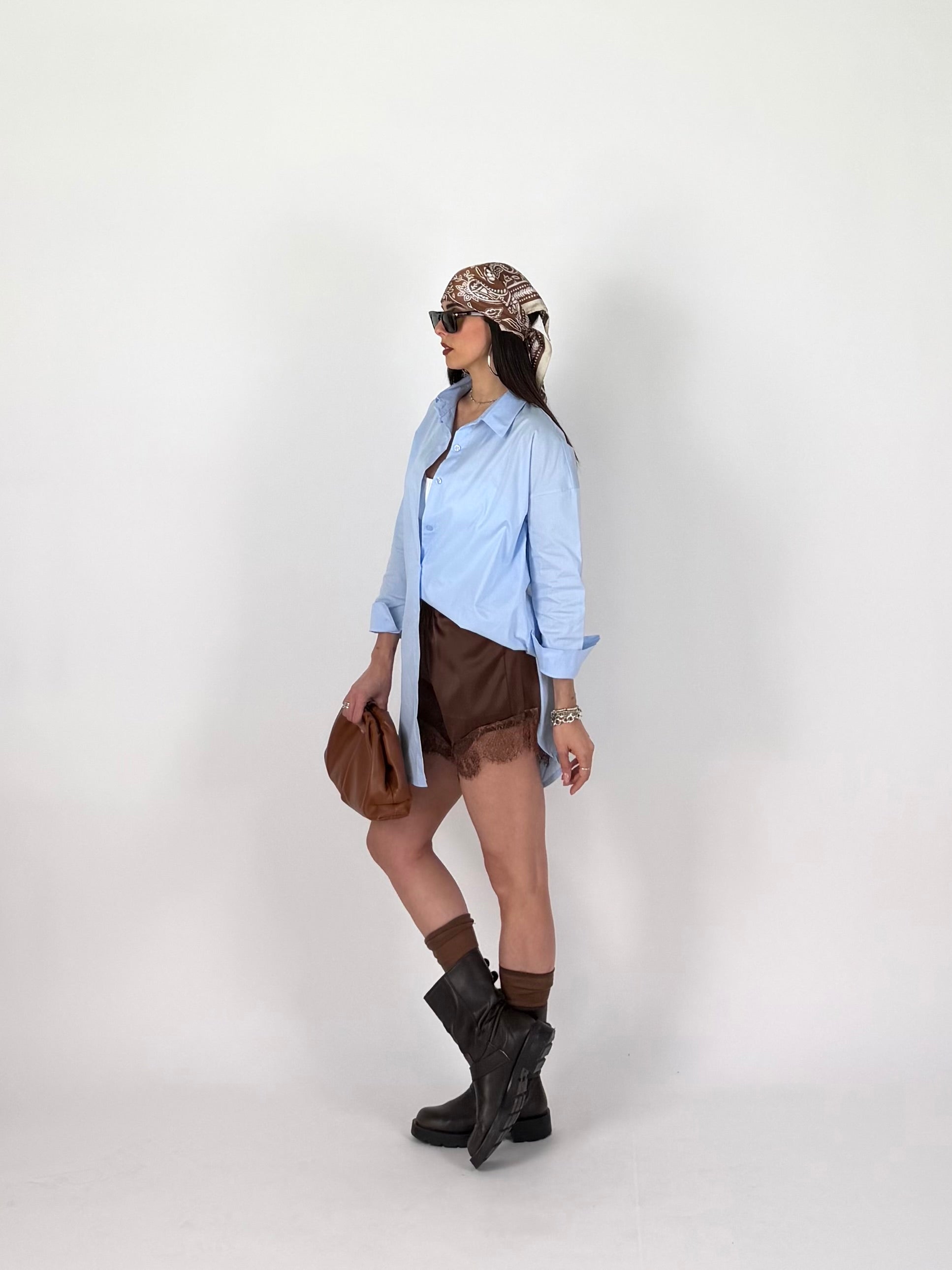 LONGLINE SHIRT AZZURRA