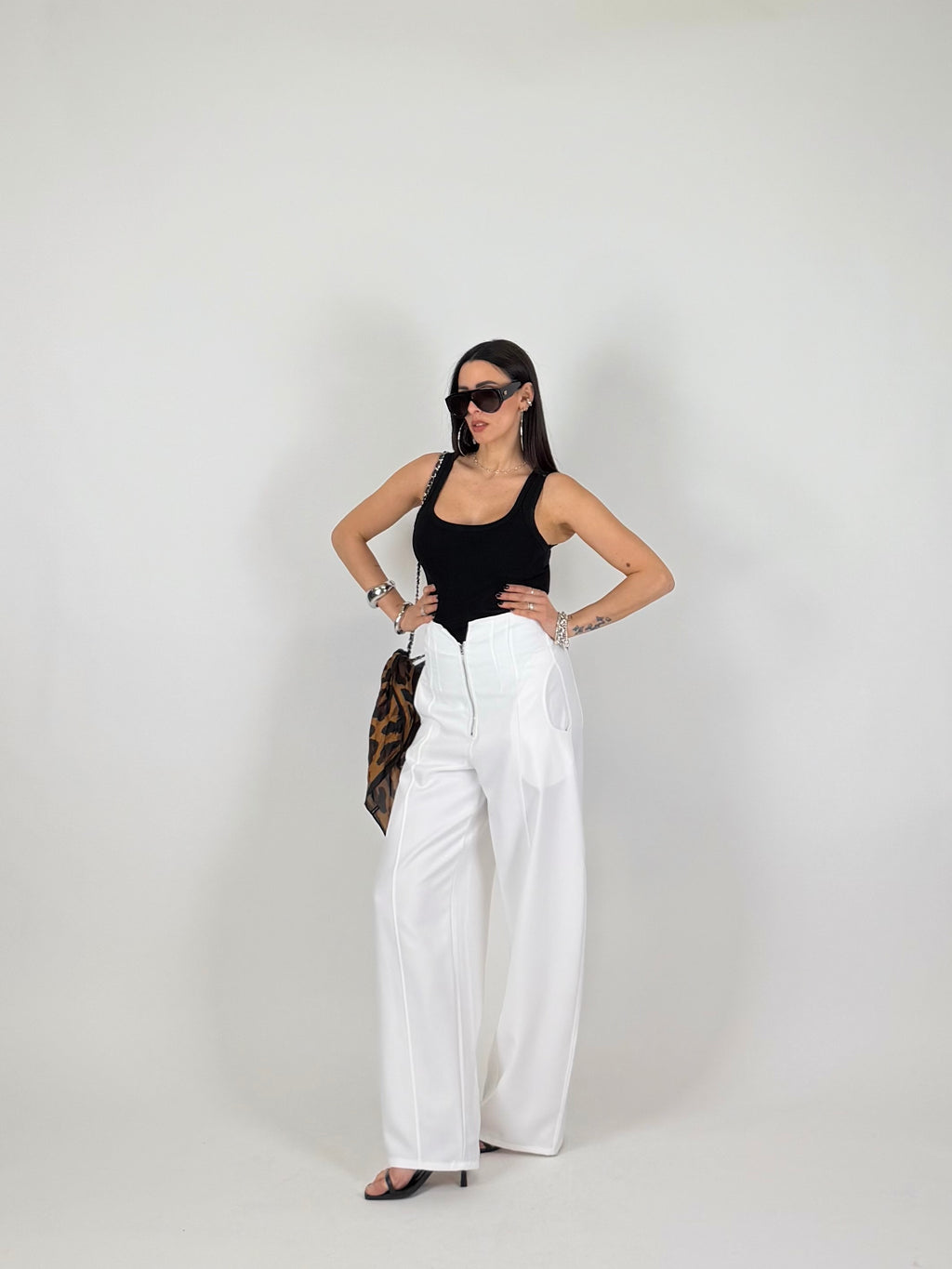 PANTA ZIP BIANCO