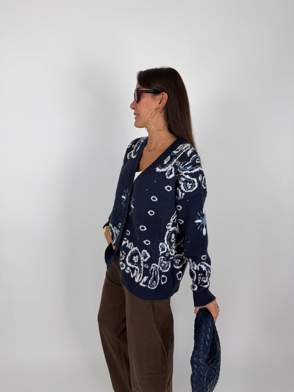 CARDIGAN BANDANA BLU