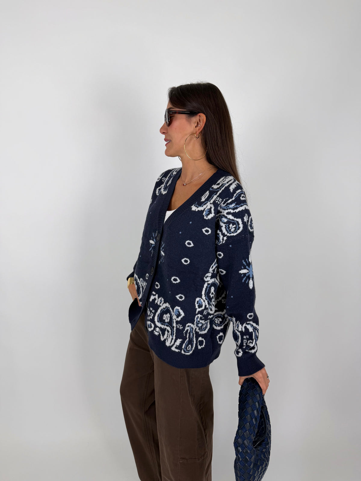 CARDIGAN BANDANA BLU