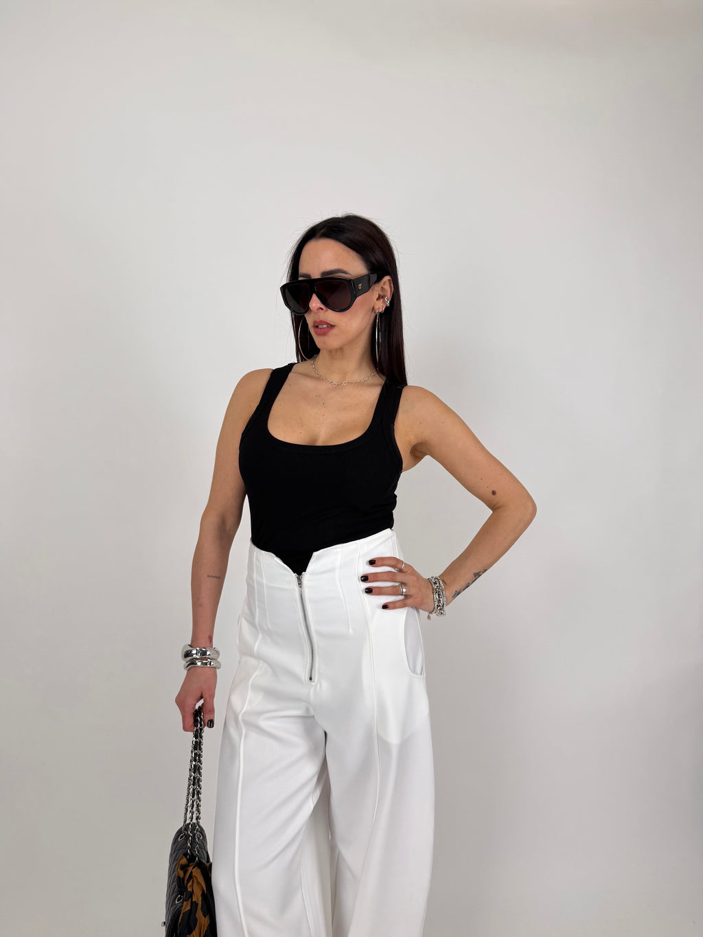 PANTA ZIP BIANCO
