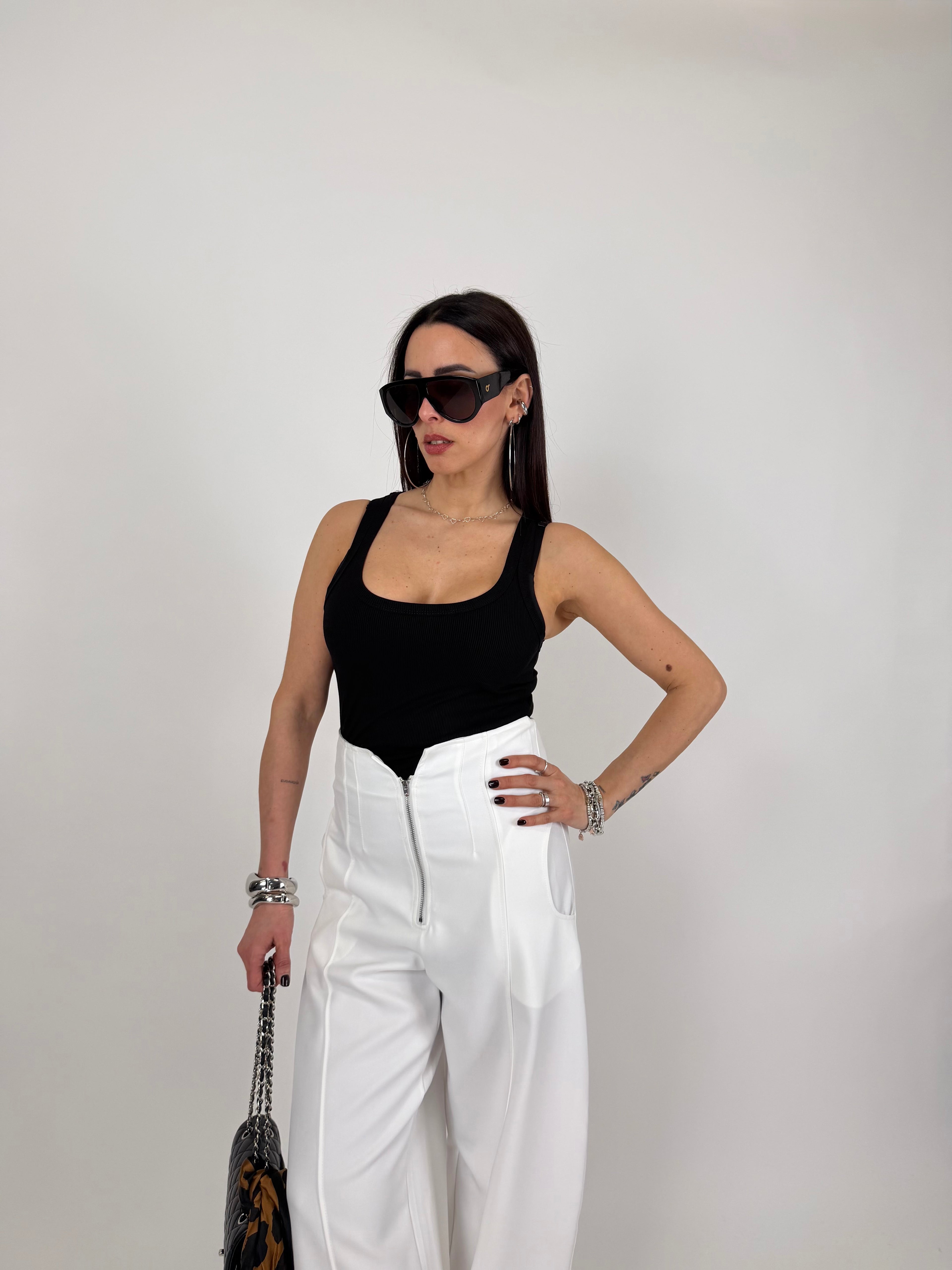 PANTA ZIP BIANCO