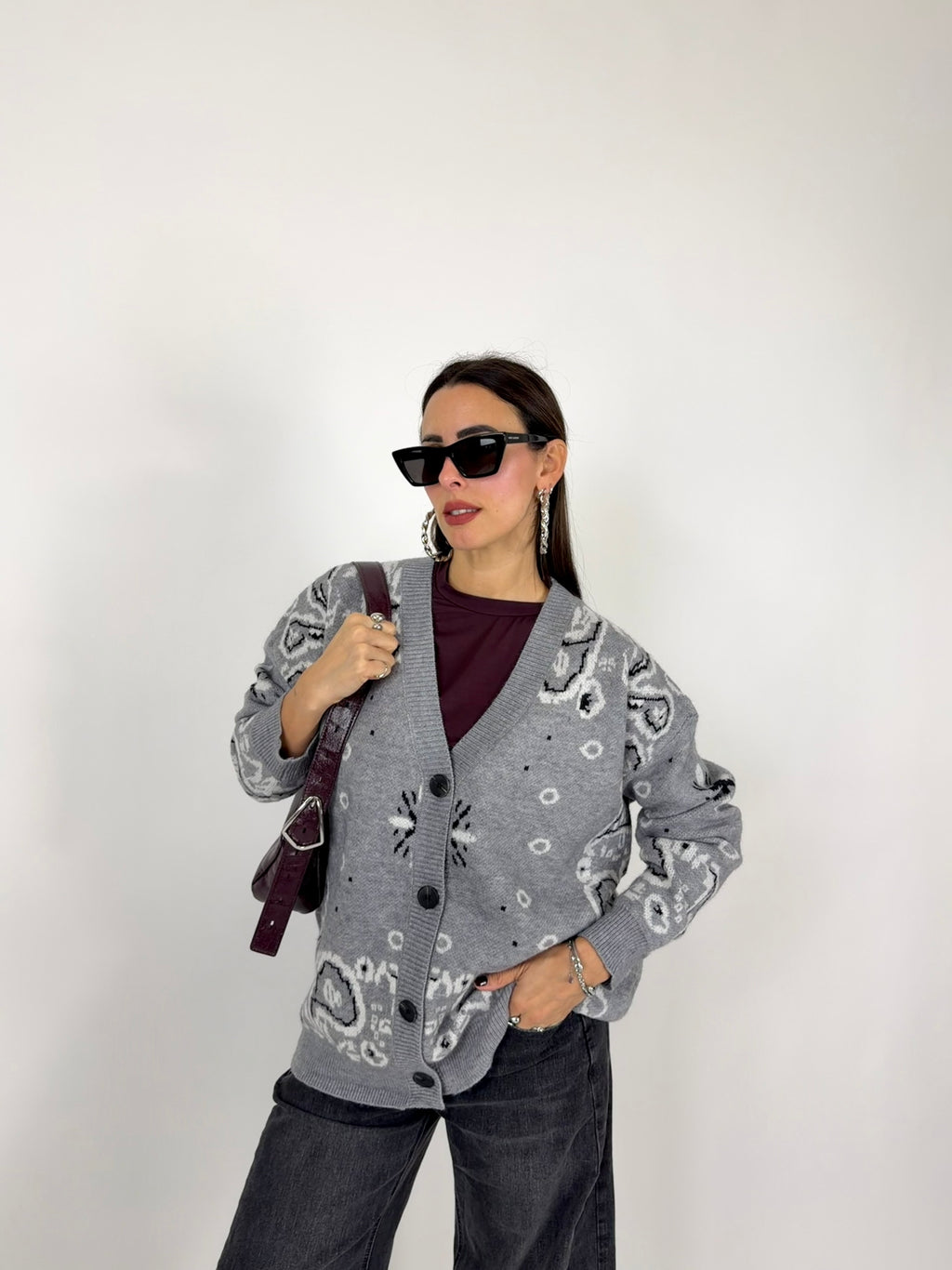 CARDIGAN BANDANA GRIGIO