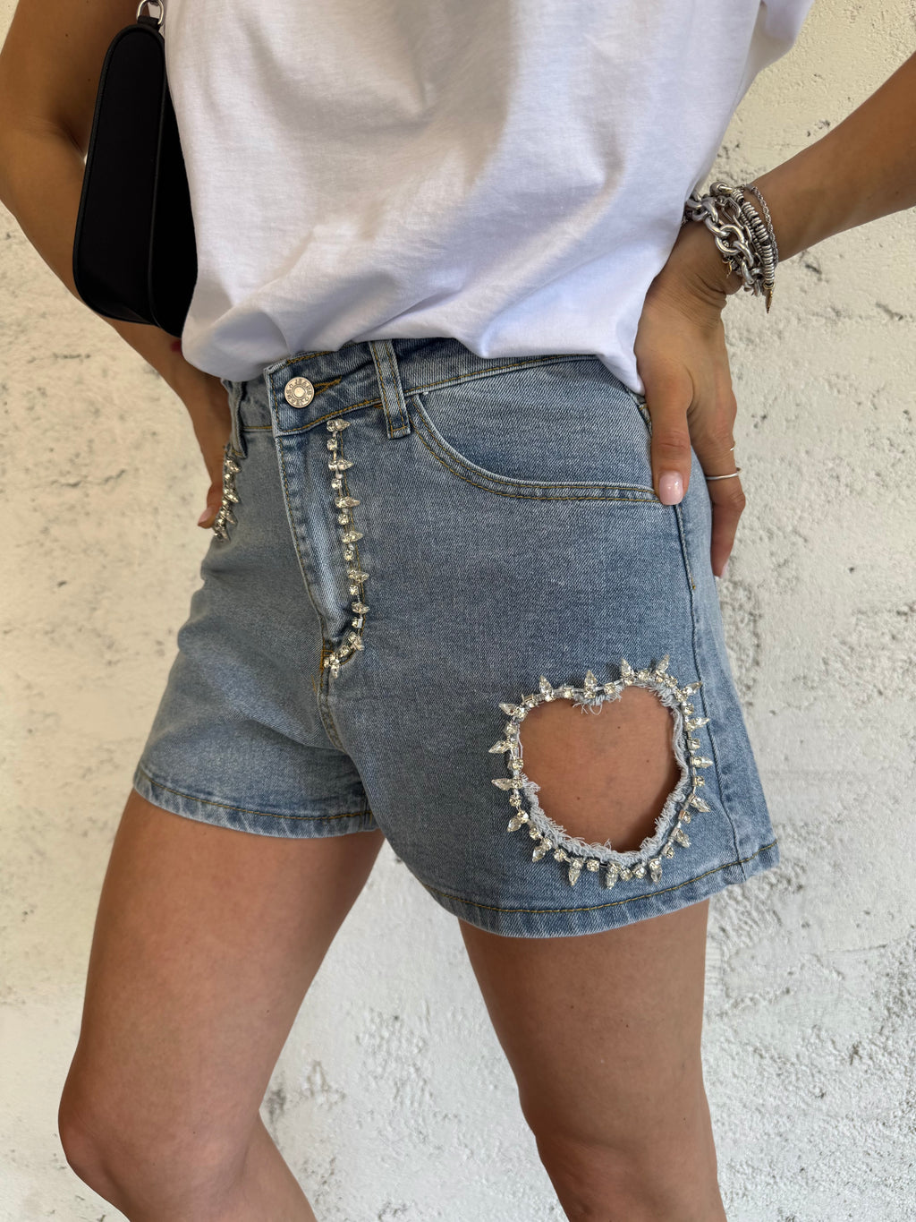 SHORTS HEART STRASS