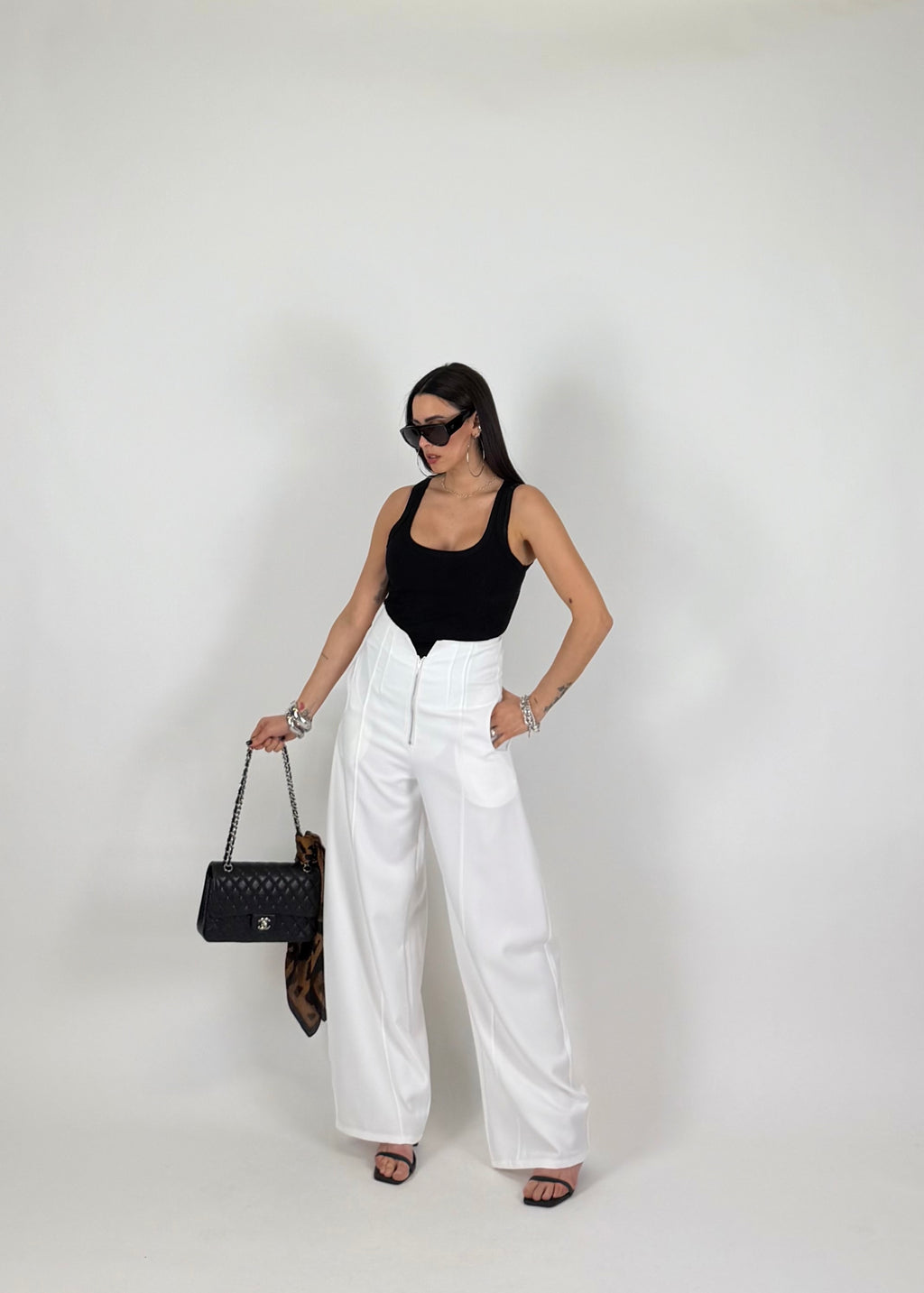PANTA ZIP BIANCO