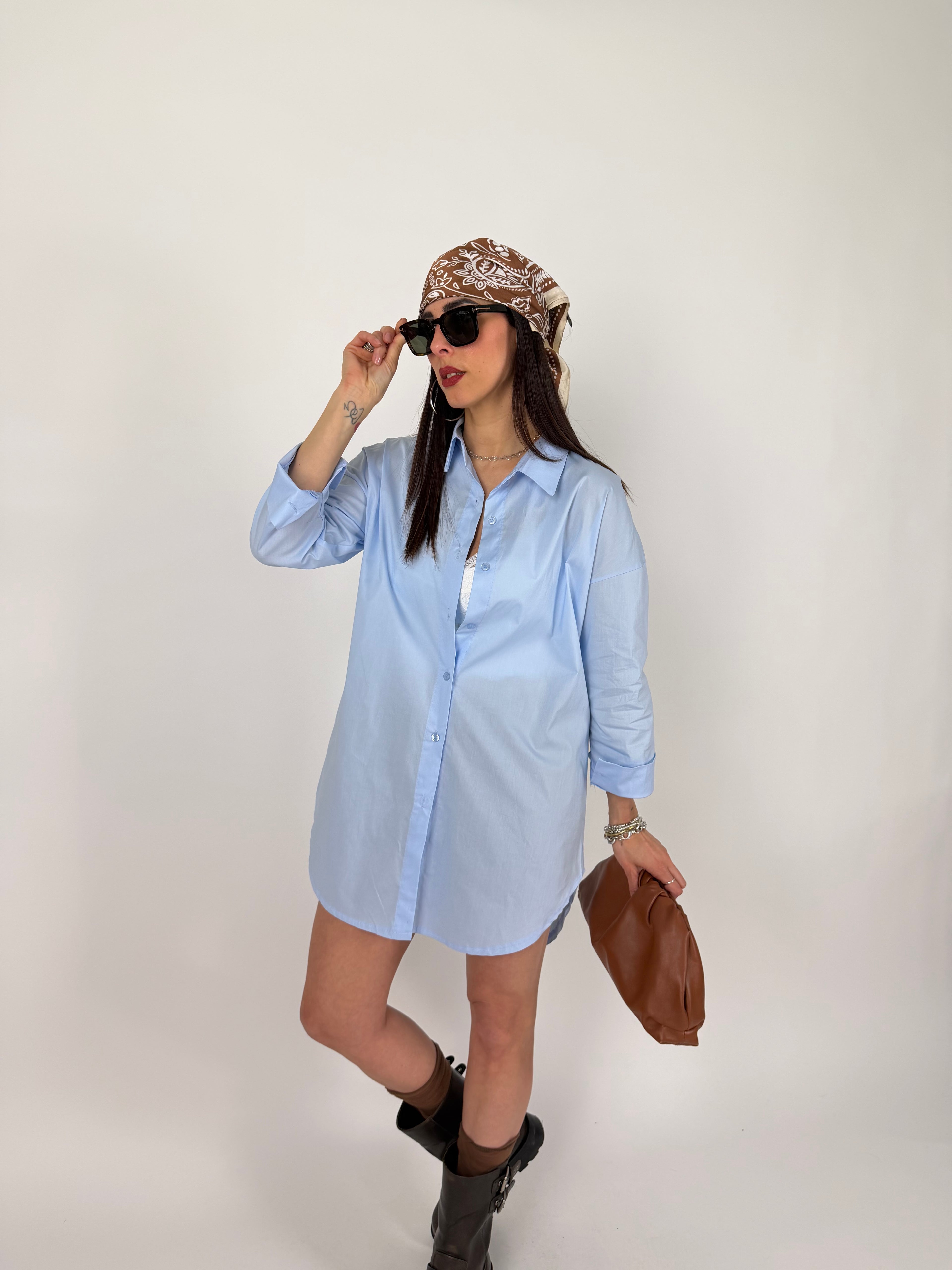 LONGLINE SHIRT AZZURRA
