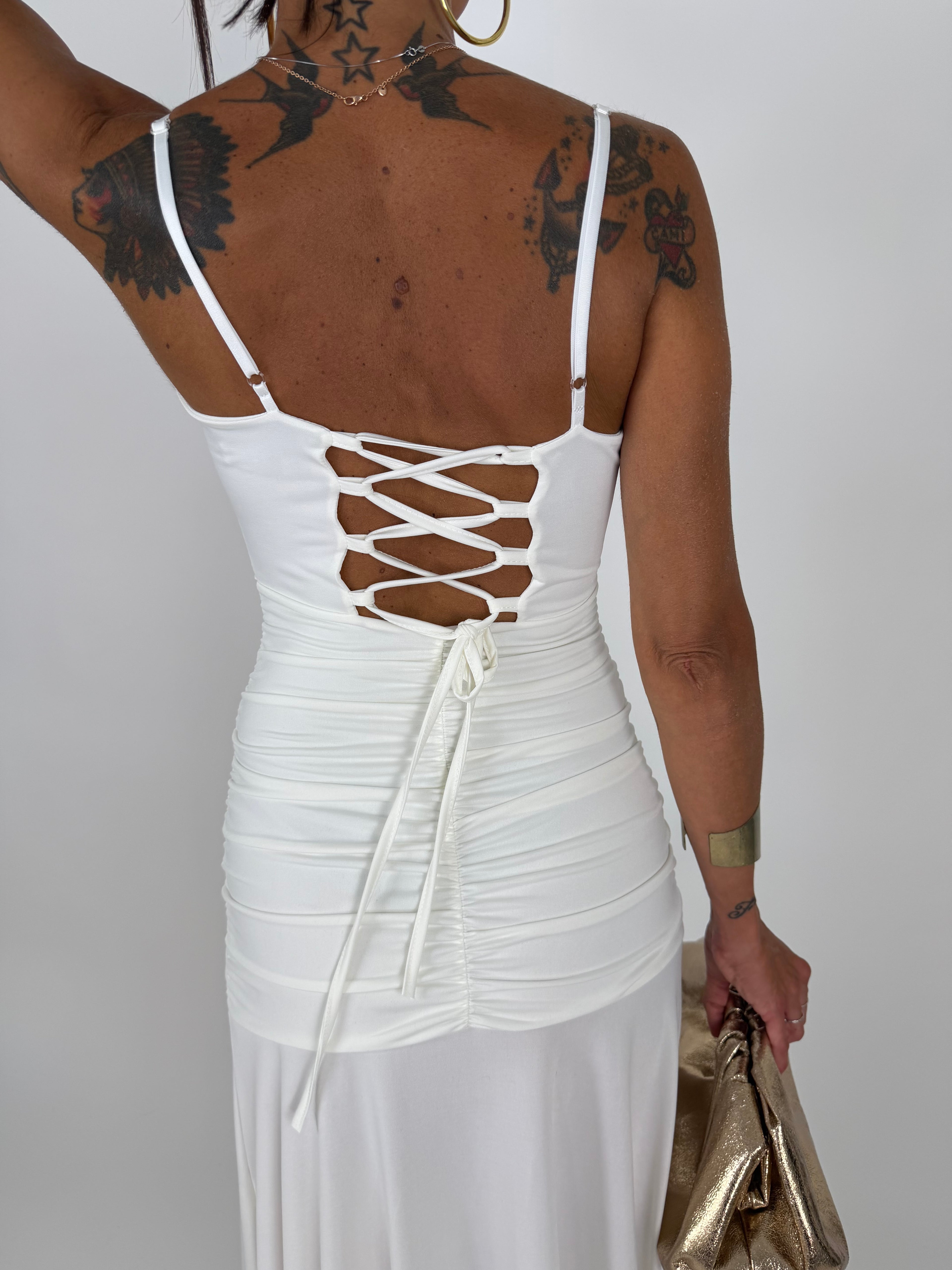 LONG DRESS DRAPE BIANCO