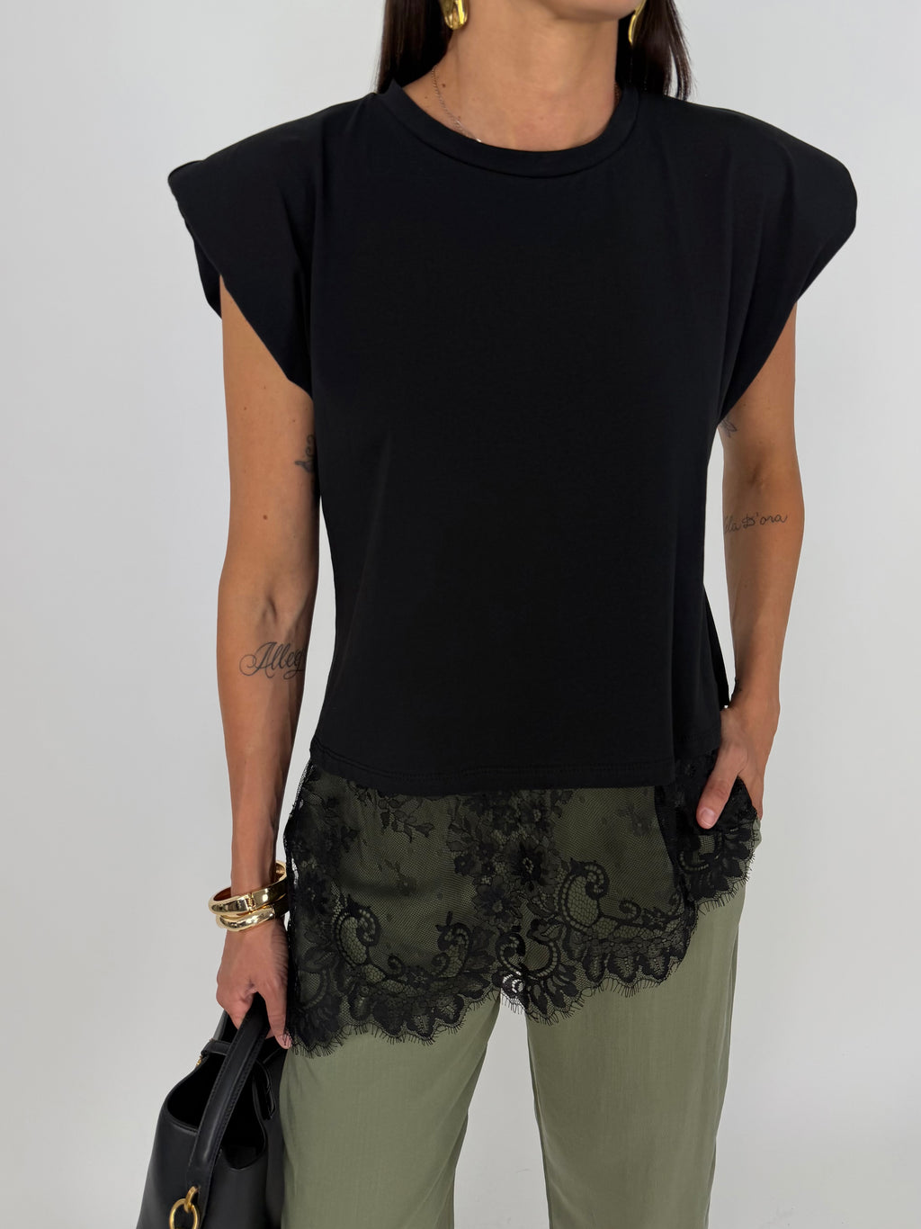 MAGLIA SHOL LACE NERA