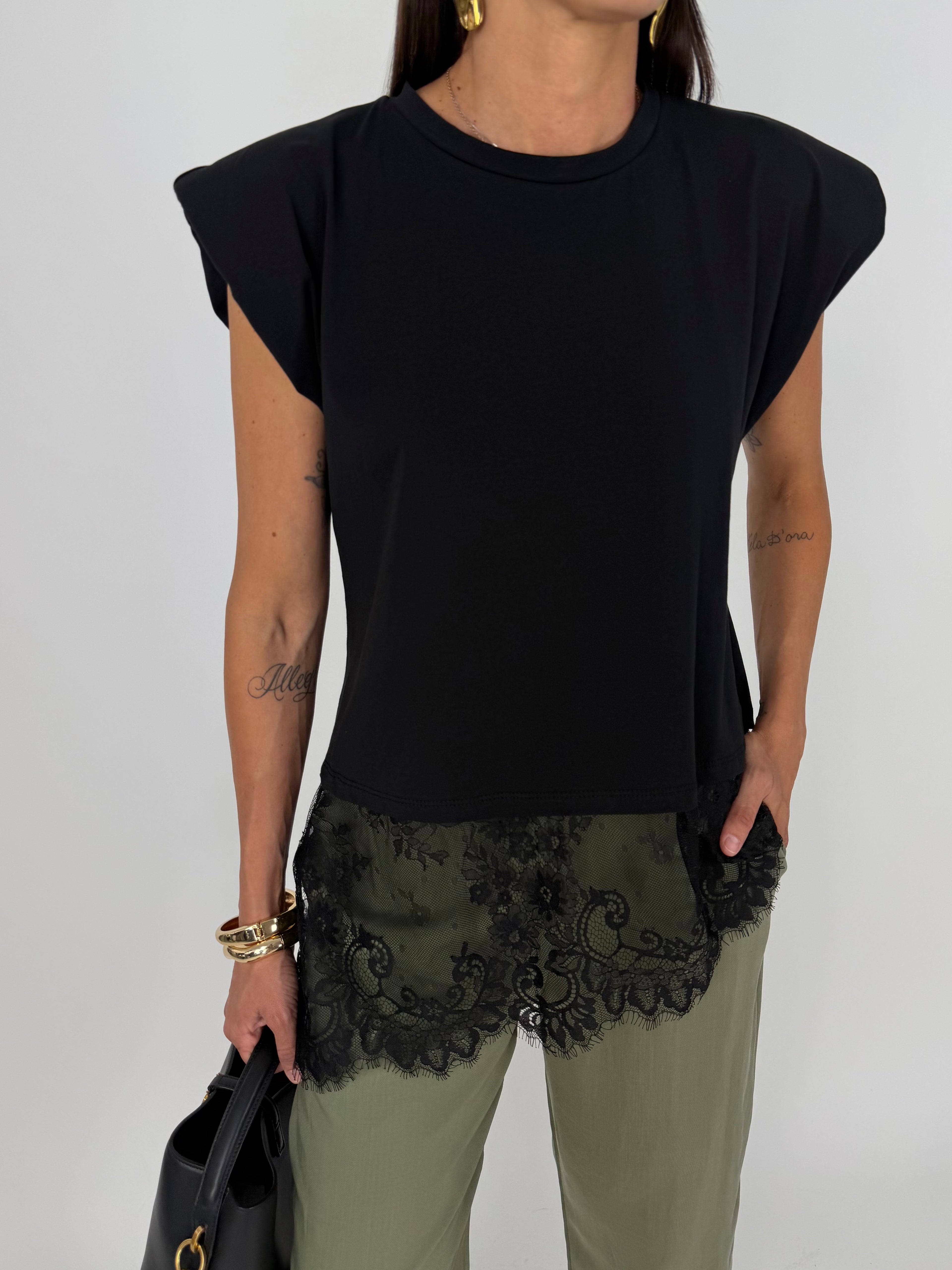 MAGLIA SHOL LACE NERA