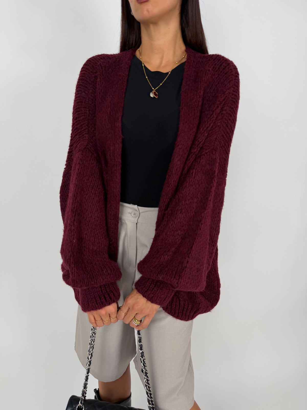 MAXI CARDIGAN VINO