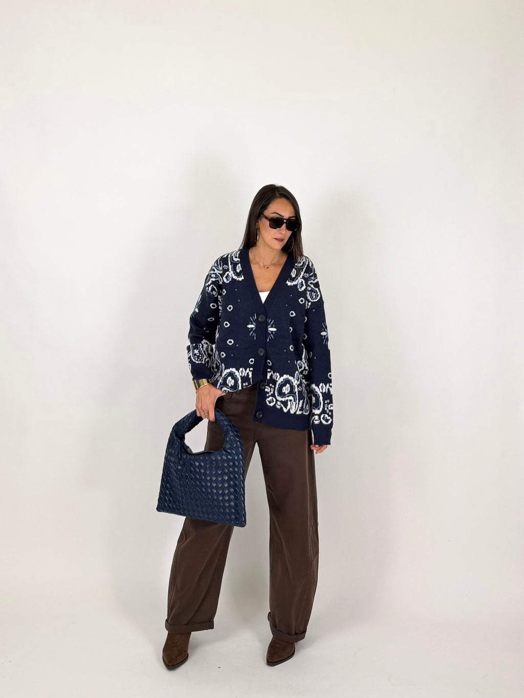CARDIGAN BANDANA BLU