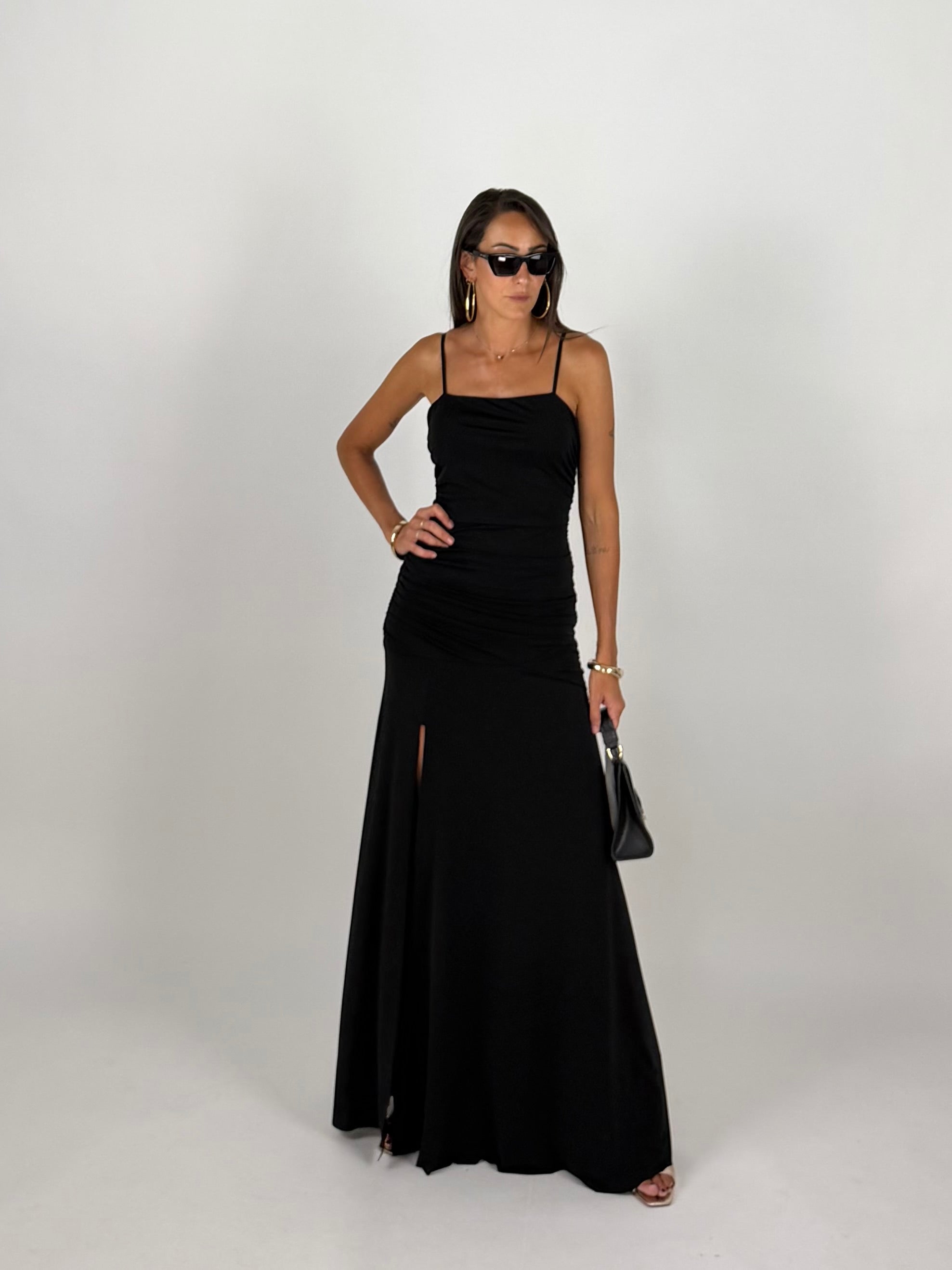 LONG DRESS DRAPE NERO