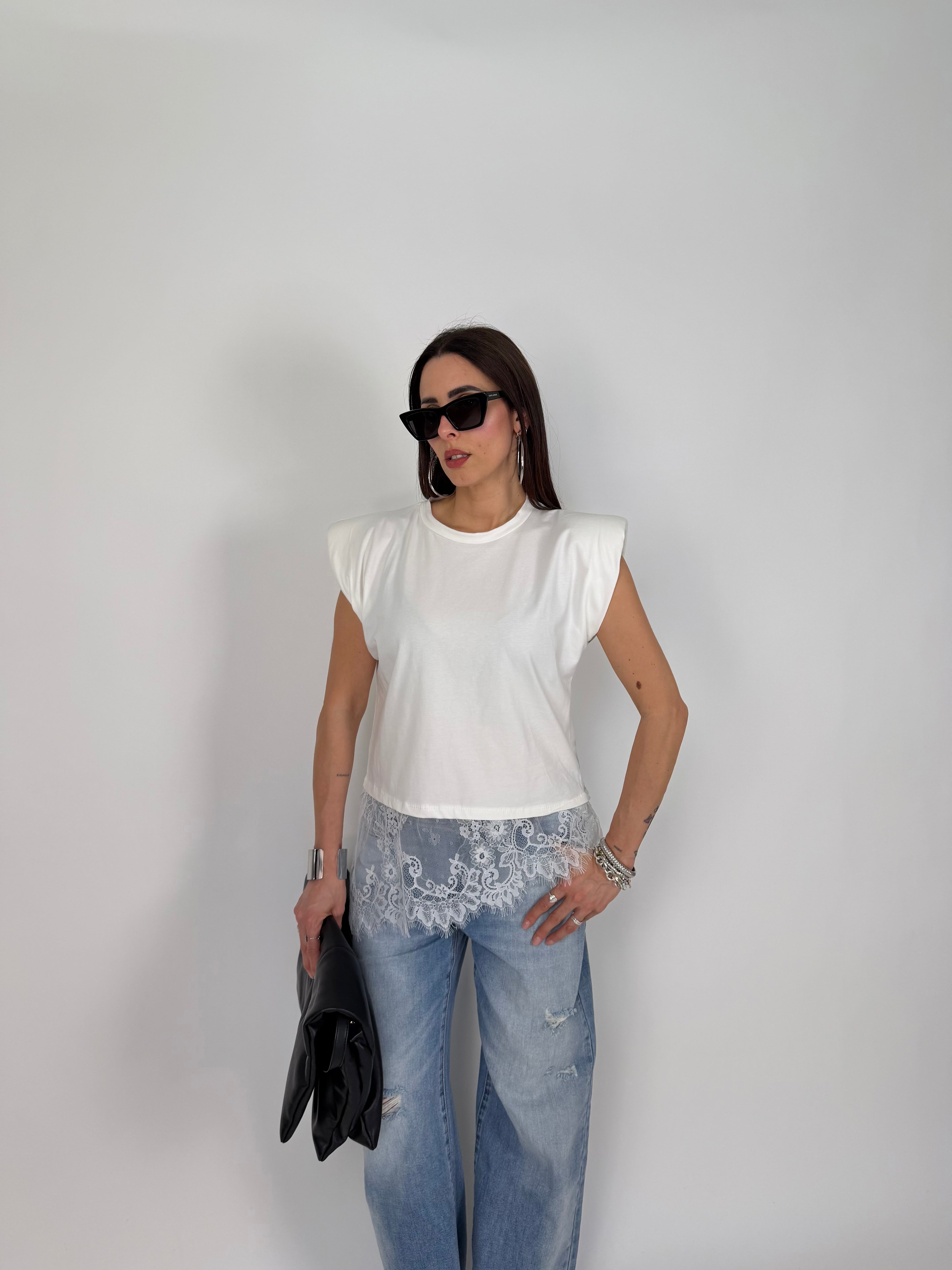 MAGLIA SHOL LACE BIANCA