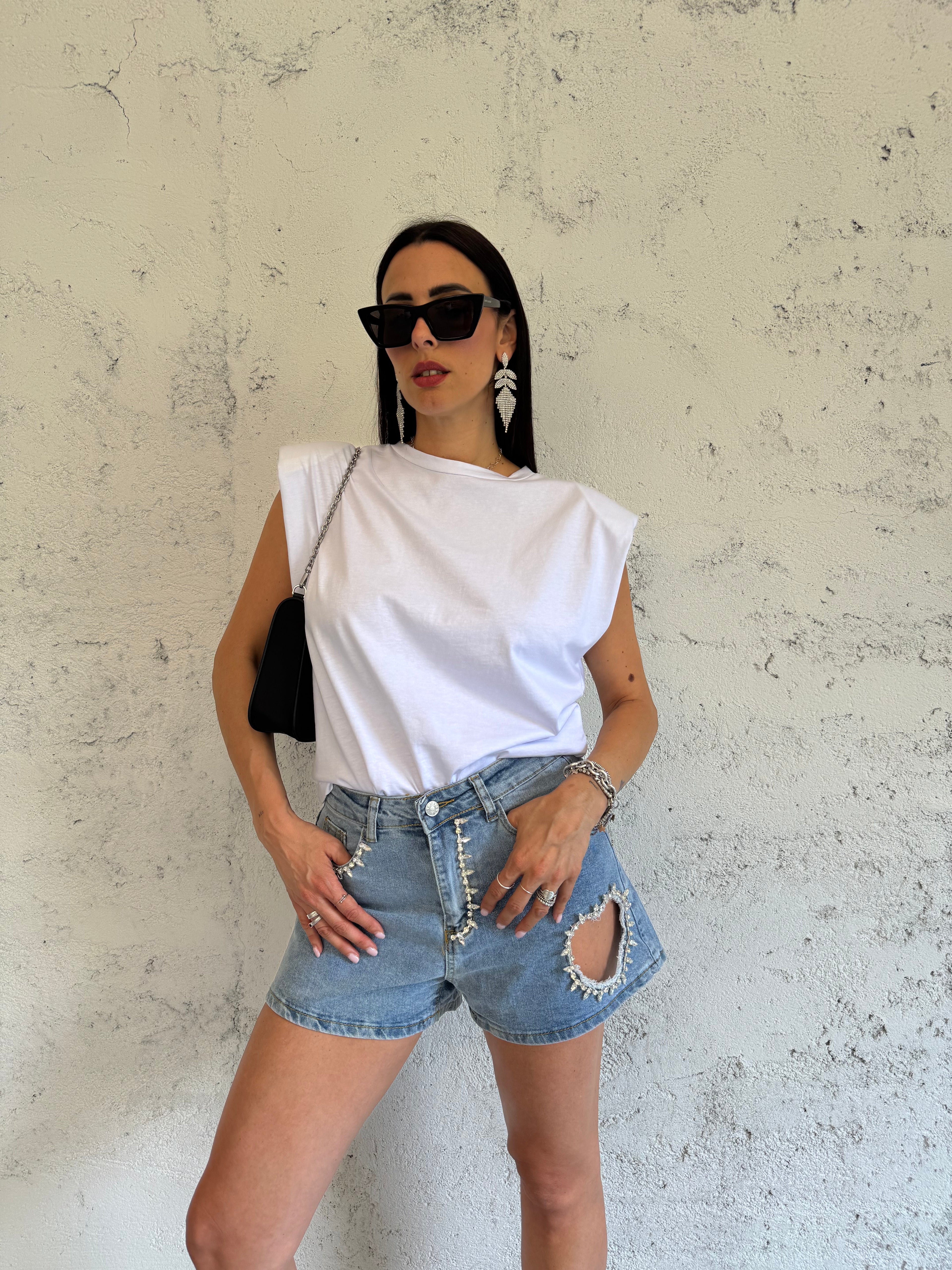SHORTS HEART STRASS