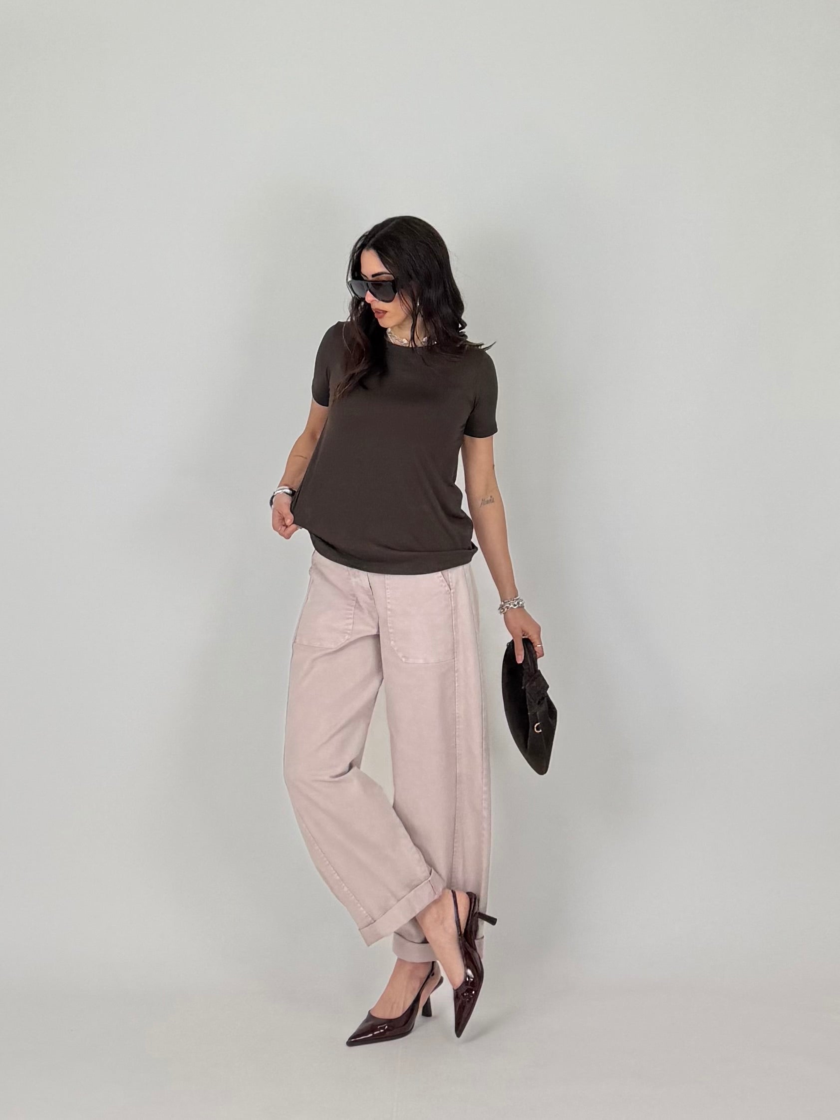 T-SHIRT VISCOSA MOKA