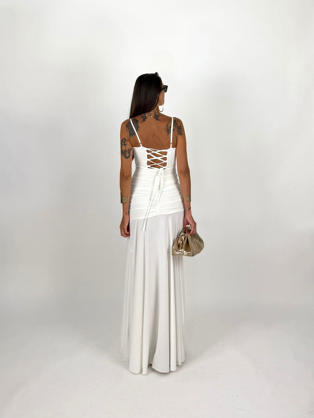 LONG DRESS DRAPE BIANCO